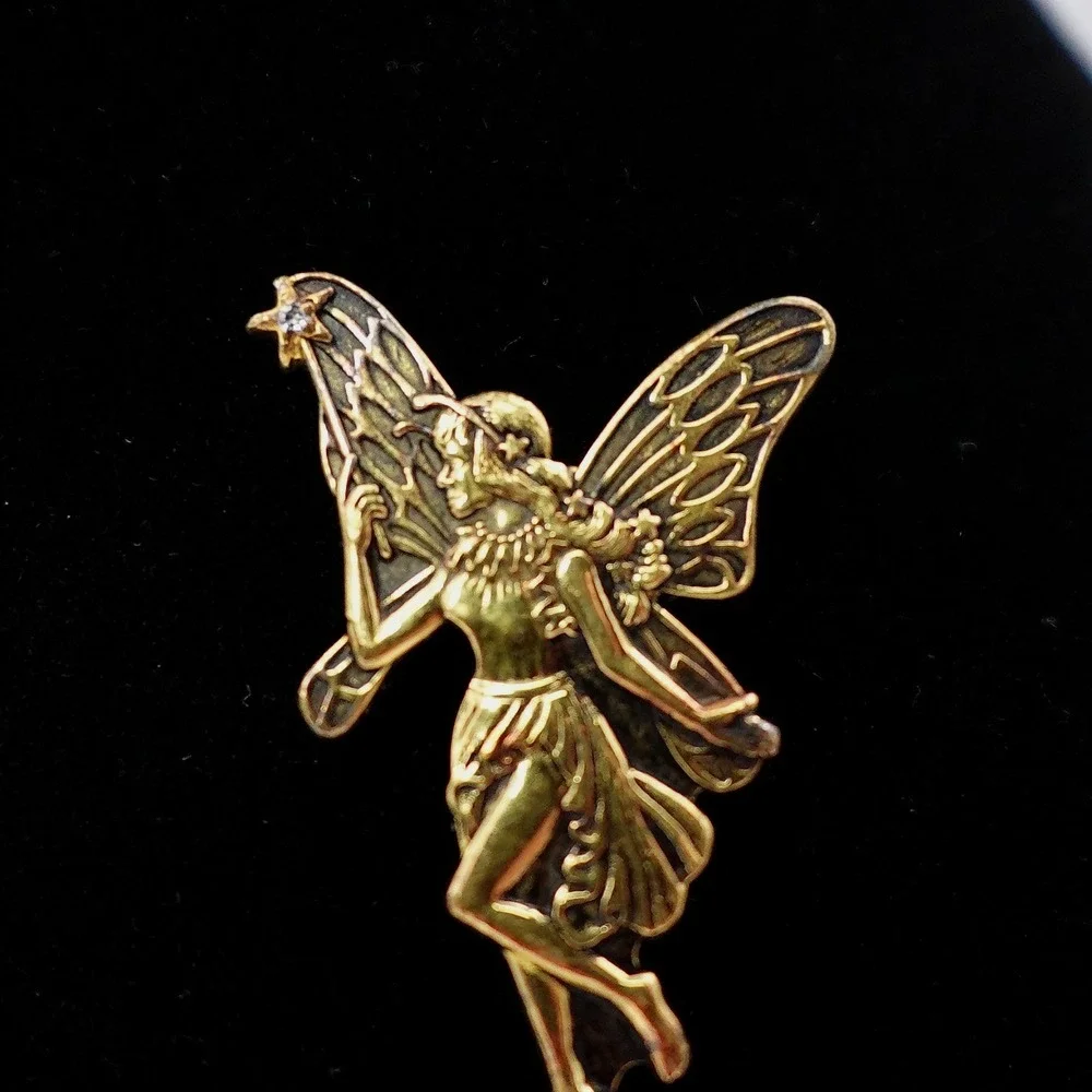 FM 79 Fairy Brooch‎ Gold Tone Whimsical Ethereal Mystical